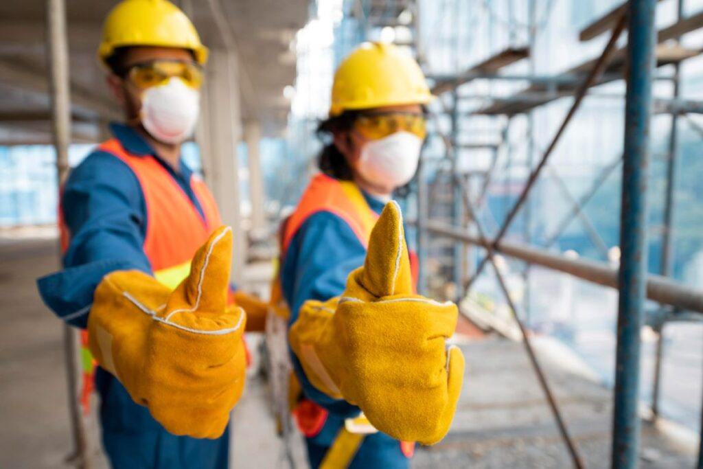 side view employee with safety equipment construction safety protocols